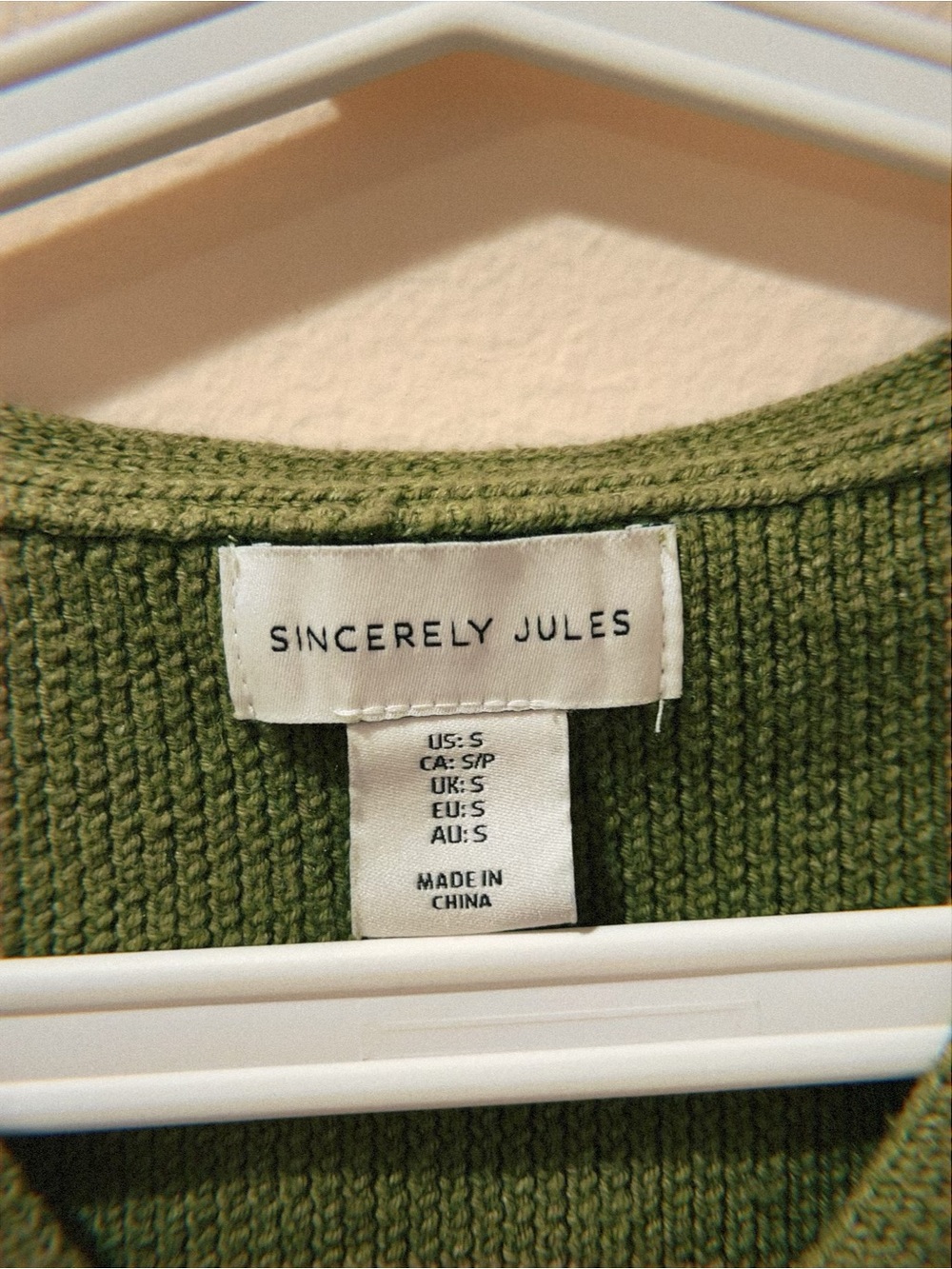 Sincerly Jules Olive Green Knit V-Neck Button Vest - Picture 3 of 3